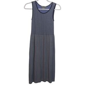 Lark & Grey Navy Blue Striped Nautical Casual Sleeveless Midi Dress Size L/XL